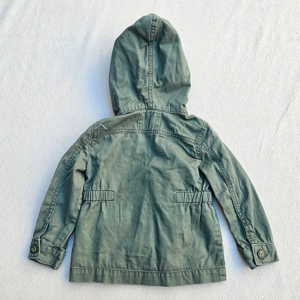 OshKosh B'Gosh Army Green Hooded Utility Jacket Size 2T
